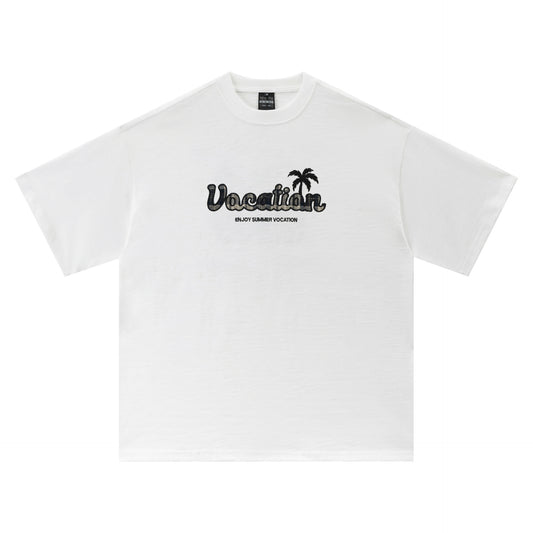 Camisetas streetwear Summer Vintage Alphabet Coconut Casual Loose Short Sleeve T-Shirt
