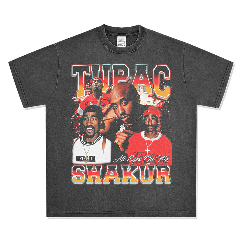 New york hip hop shop vintage hip hop tupac print short sleeve t-shirt