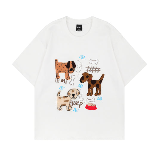 Distorted vintage short-sleeved t-shirt summer loose casual top