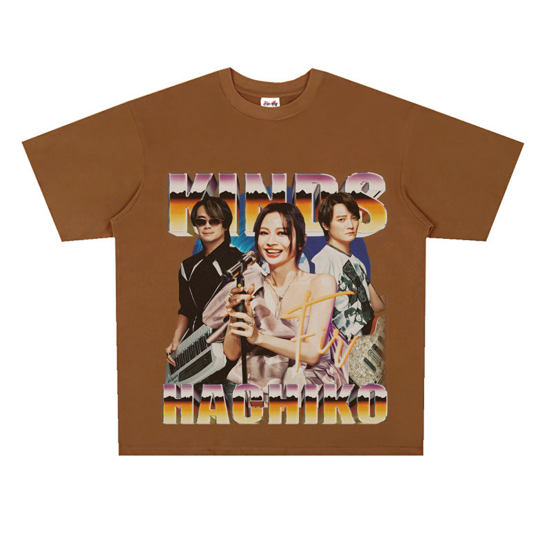 Film Star T Shirt National Fashion Rock Flyer Band Poster Commemorative Loose Street Cotton T-shirt