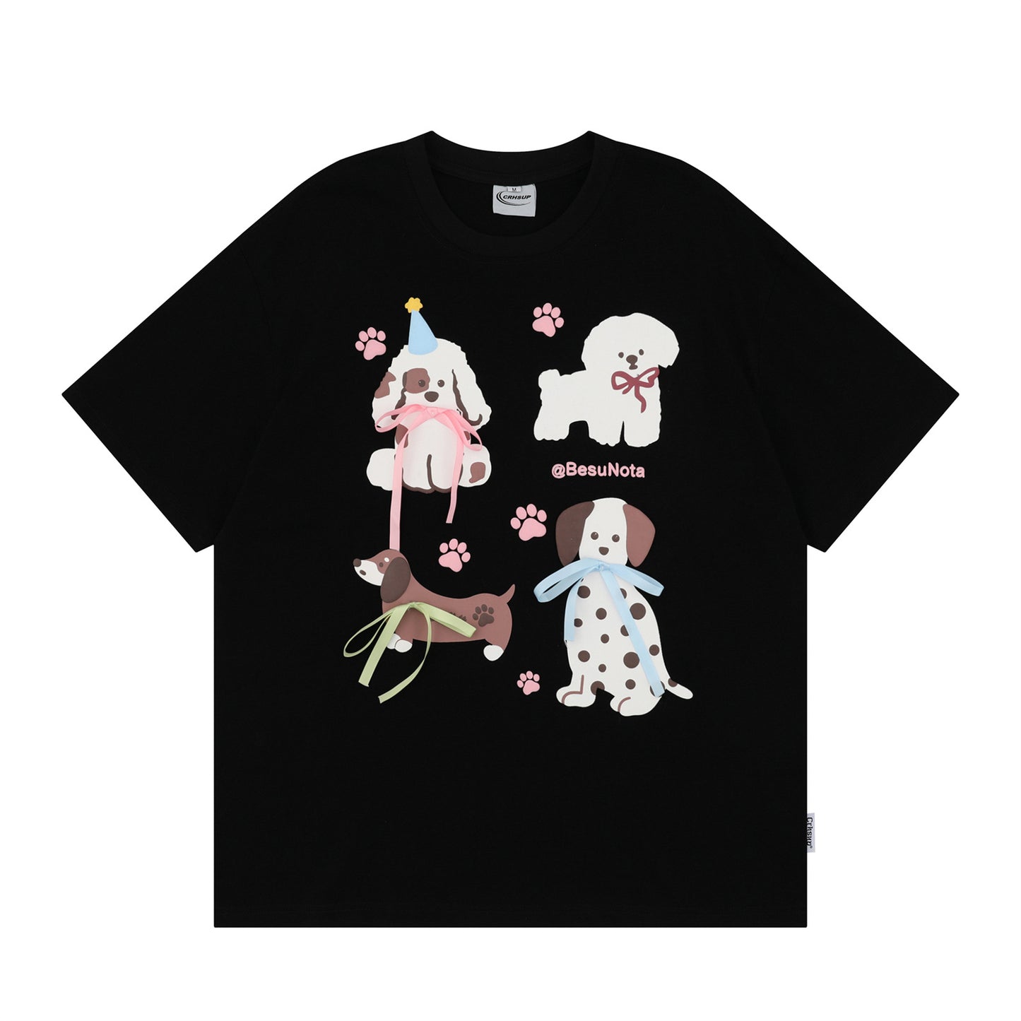 Distorted vintage puppy short sleeve t-shirt summer loose casual top