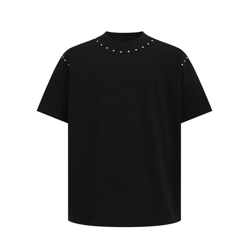 Stone Wash T shirt Clean Short Sleeve T-Shirt Summer Loose Turtleneck T-Shirt