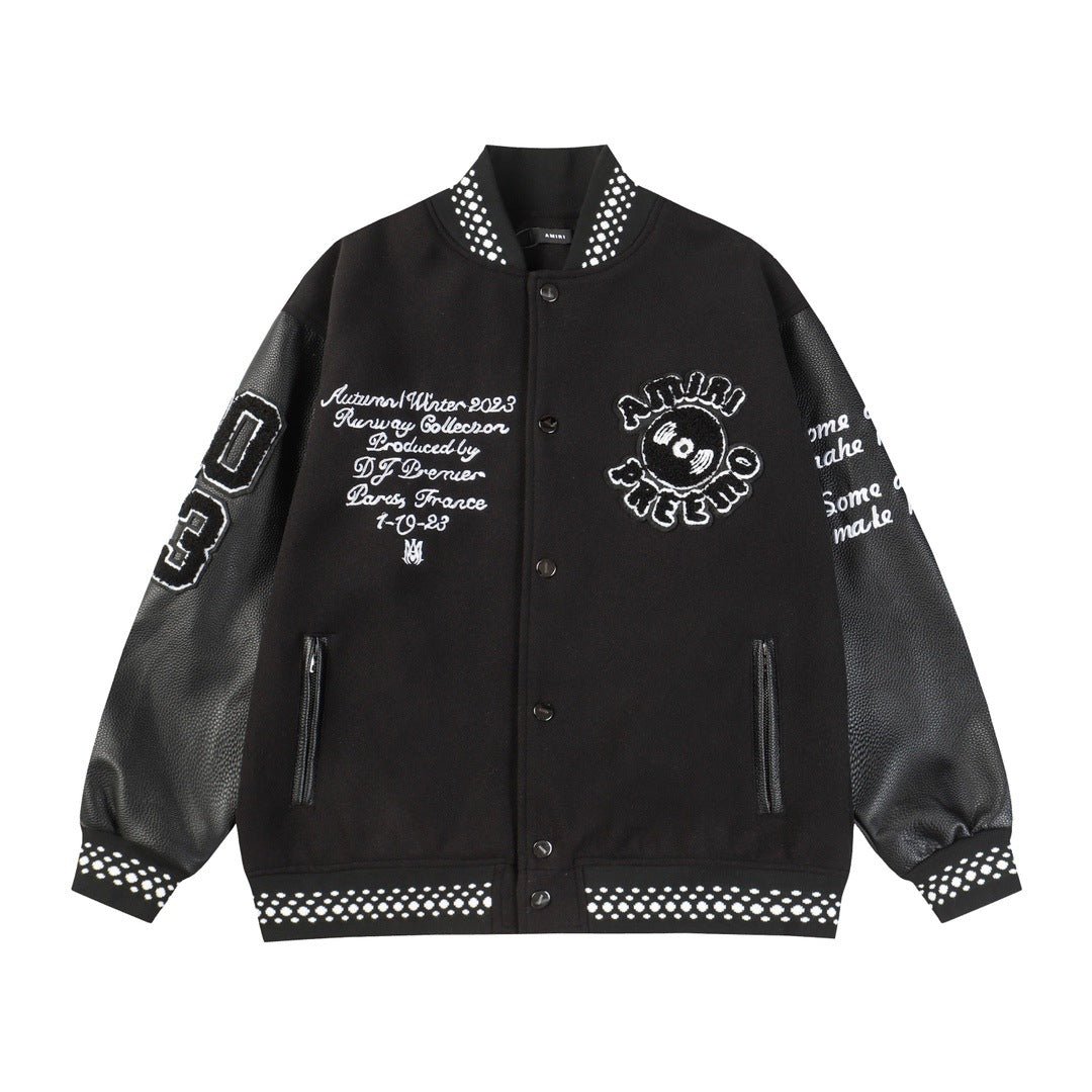 Amiri Jacket Autumn/Winter AMI logo embroidered jacket baseball jersey for men and women