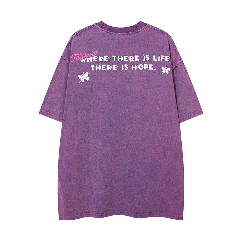 Vintage Tišö Rt Butterfly Graffiti Washed Short Sleeve T-Shirt
