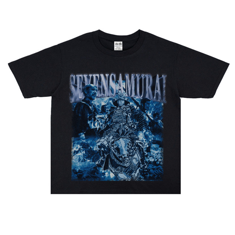 Film Star T Shirt Trendy Cotton Short Sleeve Loose round Neck Retro T-shirt for Men and Women