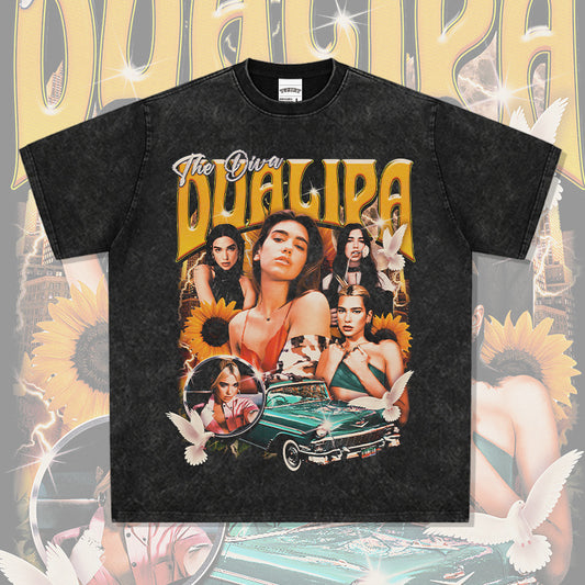 New york hip hop shop vintage hip hop dua lipa print short sleeve t-shirt
