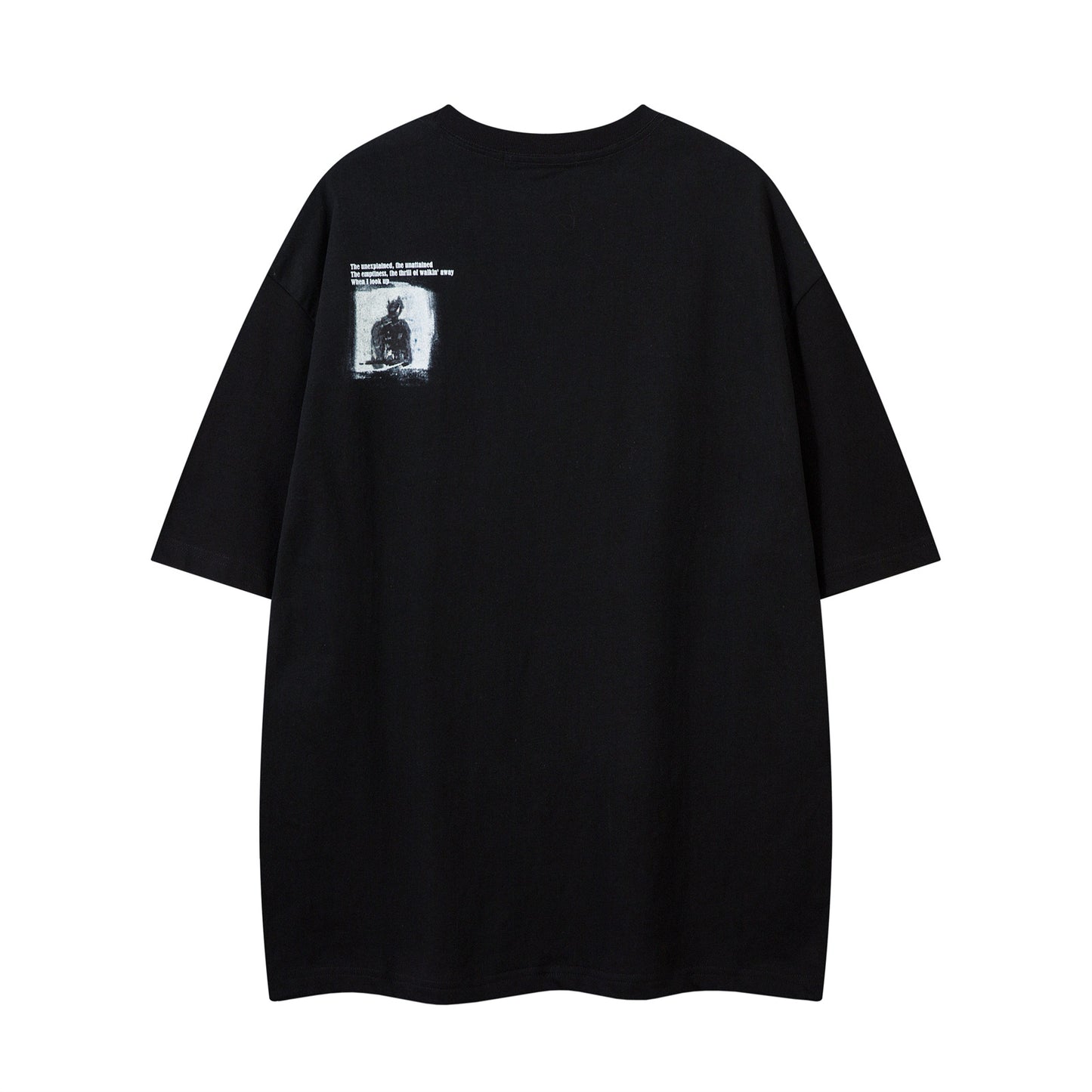 Distorted vintage portrait print short-sleeved t-shirt summer loose casual top