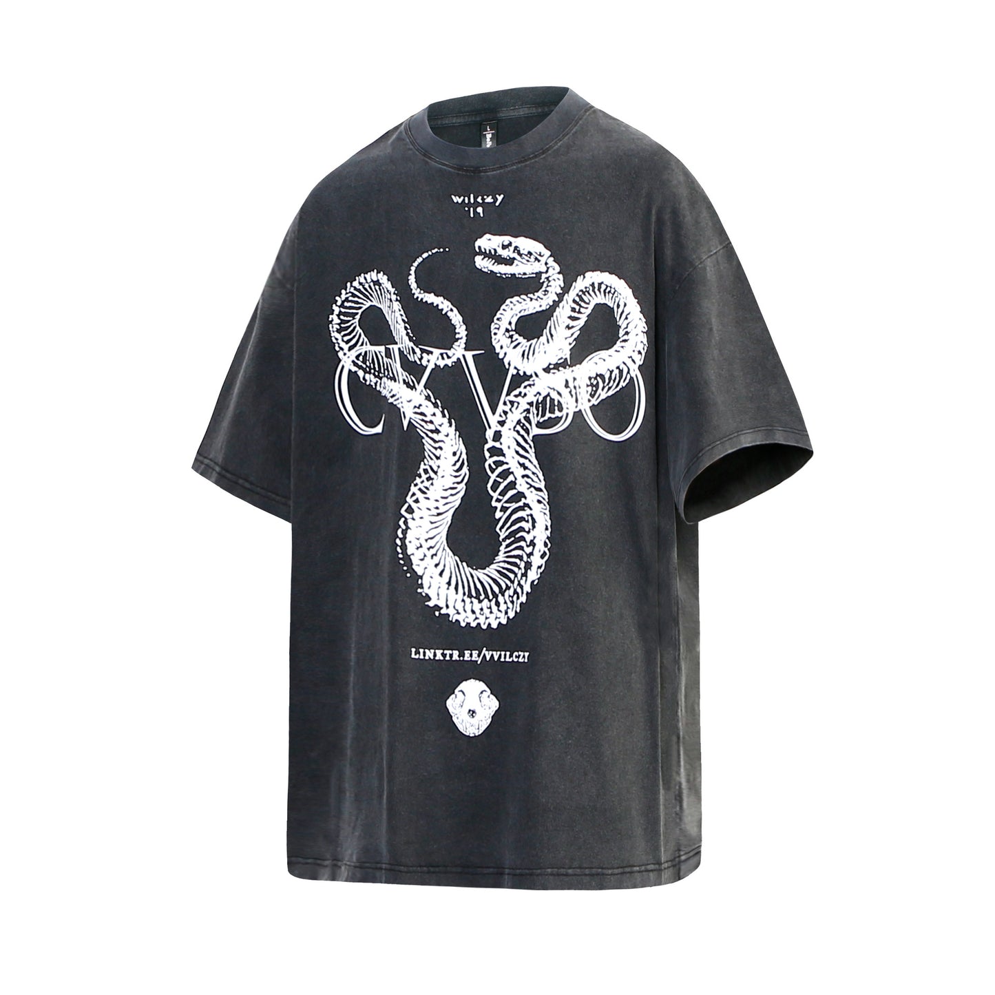 Unisex T-shirts Summer Vintage Snake Bone Pattern Men's Loose Short Sleeve T-Shirt