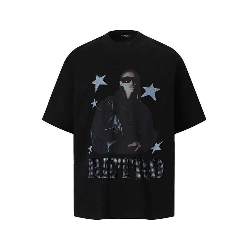 Casual Street Wear Vintage Character Print Short Sleeve T-Shirt