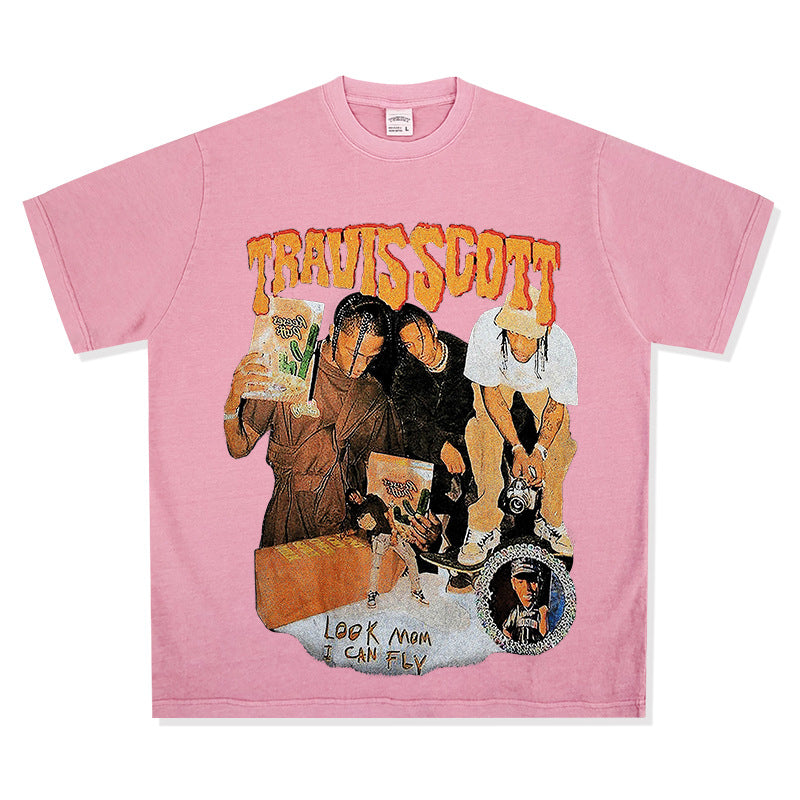 New york hip hop shop hip hop travis scott print long sleeve short sleeve t-shirt