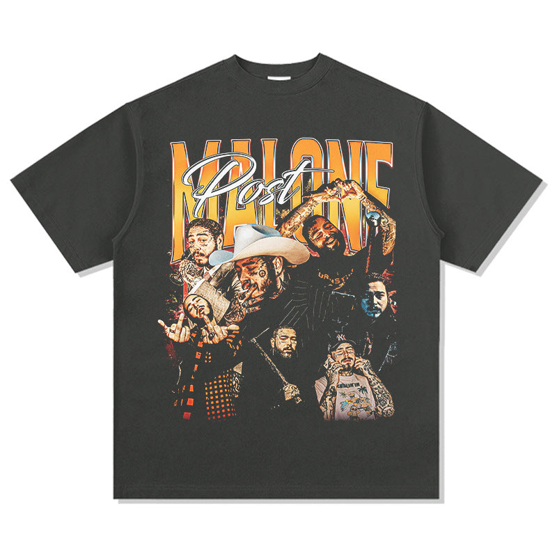 New york hip hop shop vintage hip hop Potz Ma Long Post Malone print short sleeve t-shirt