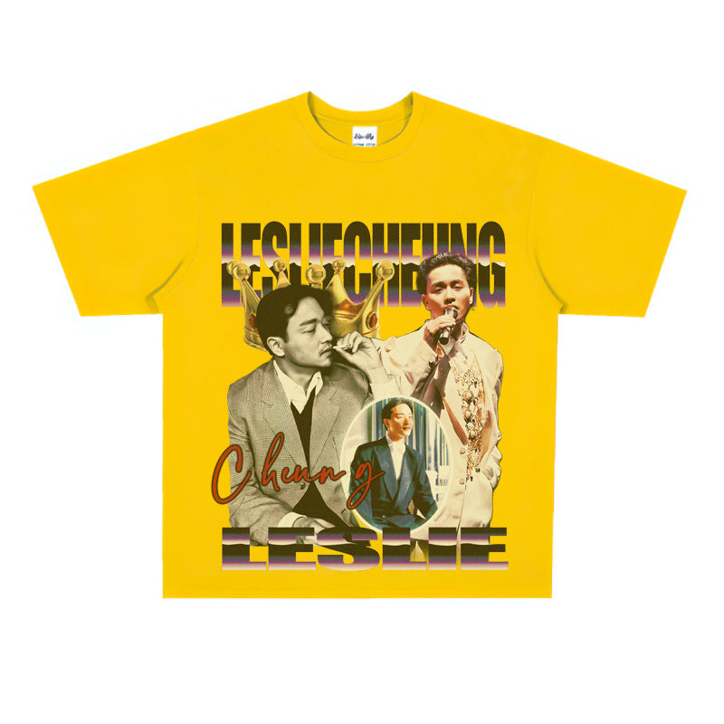 Film Star T Shirt Loose Heavy Retro Street Cotton American T-shirt Men and Women