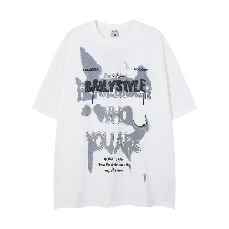 US drip outfits Summer Vintage Hip Hop Casual Loose Short Sleeve T-Shirts