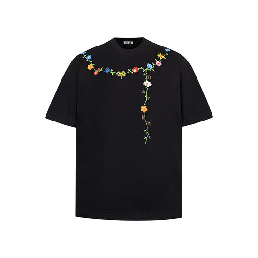 Hip Hop Clothes New York T-Shirt Summer Embroidery Necklace Crew Neck Short Sleeve Loose Casual Top