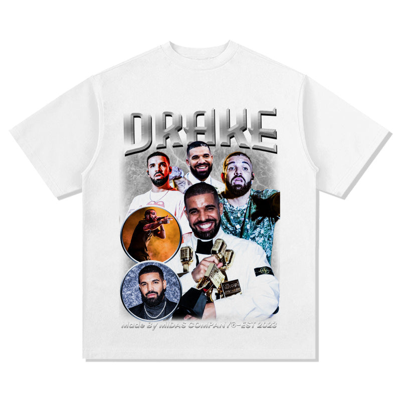 Cool t rapper vintage hip hop drake drake print short sleeve t-shirt