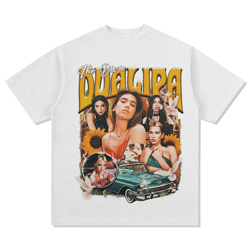 New york hip hop shop vintage hip hop dua lipa print short sleeve t-shirt