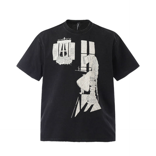 Hip hop clothing new york summer t-shirt short sleeve retro washed old t-shirt
