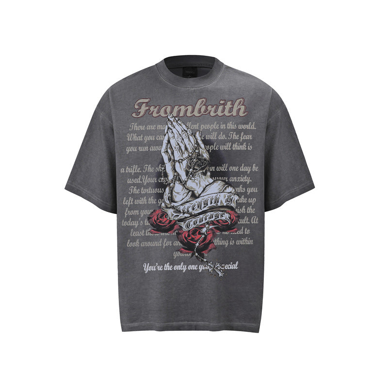Hip hop shirt summer hip hop wash t-shirt short sleeve