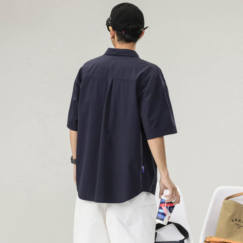 Men T-shirts Vintage Short Sleeve Loose Pocket Shirt Summer