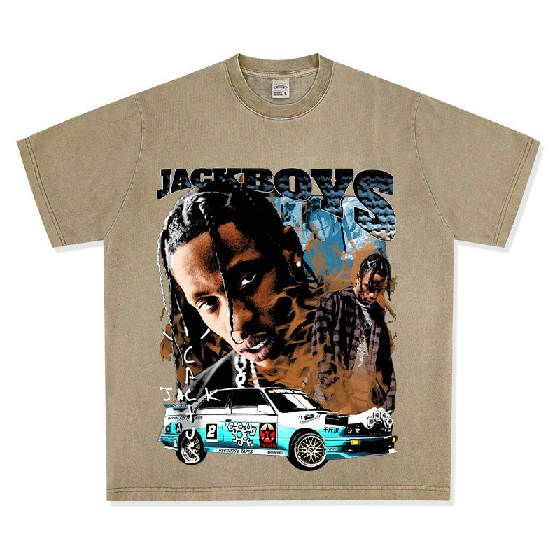 Cool t rapper vintage hip hop travis scott print short sleeve t-shirt