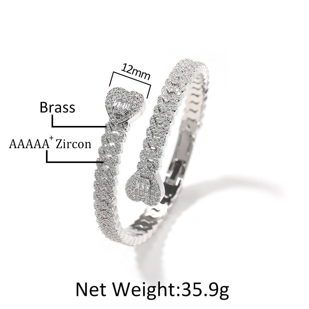 Bracelet Love Cuban Bracelet Copper Zircon Spectrum St. Valentine's