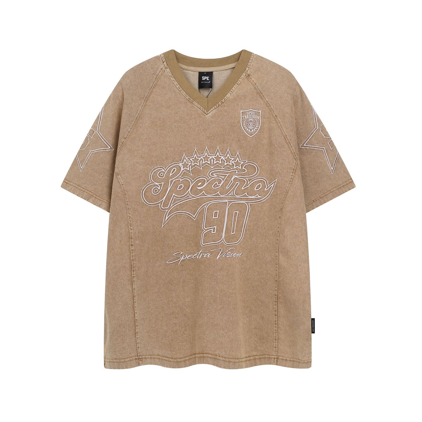 Retro Style Shirt For Men Summer Vintage Embroidered Denim T-Shirt Short Sleeve