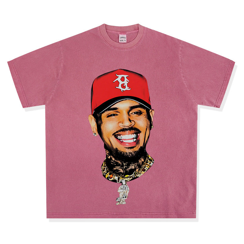 New york hip hop shop vintage chris crown print short sleeve t-shirt