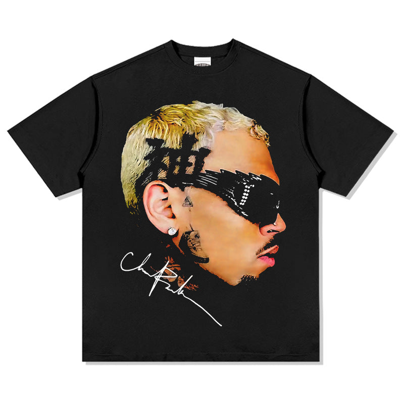 New york hip hop shop vintage hip hop Chris Brown print short sleeve t-shirt