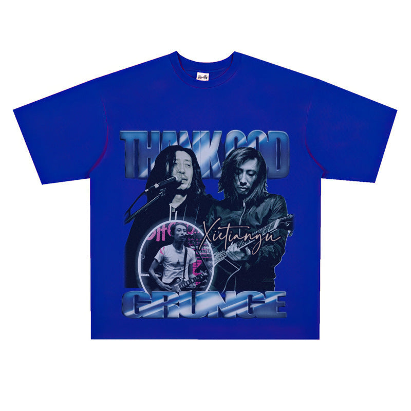 Film Star T Shirt Loose Weight Retro Street Cotton T-shirt