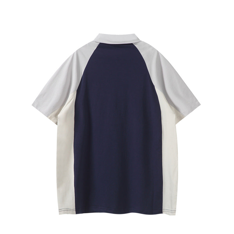 Stone Wash T shirt polo shirt short sleeve loose casual top
