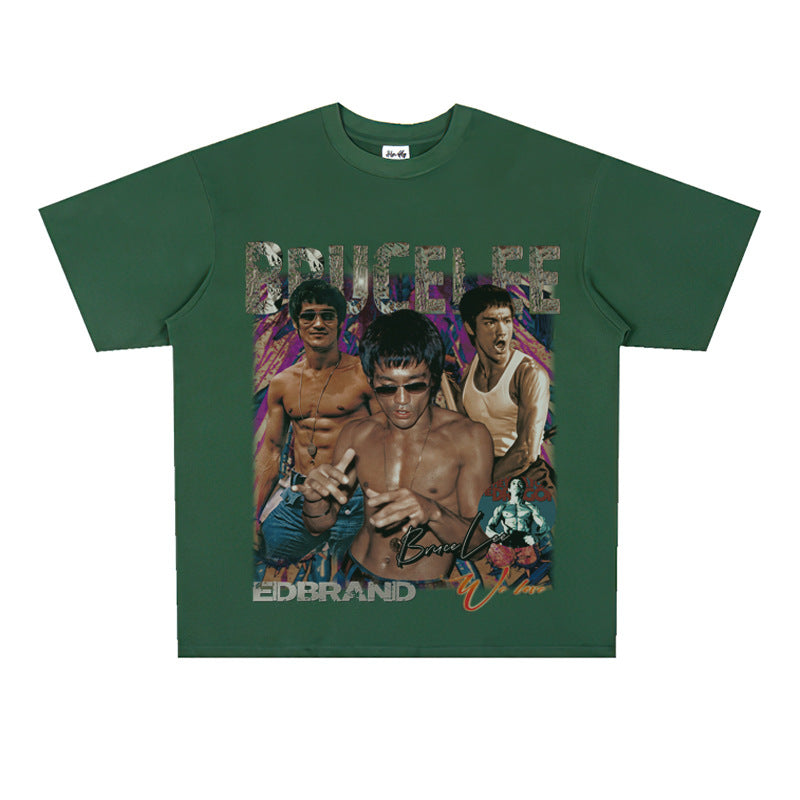 Film Star T Shirt Movie Bruce Lee Cotton Short Sleeve Loose round Neck American T-shirt Men and Women