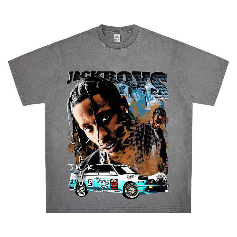 Cool t rapper vintage hip hop travis scott print short sleeve t-shirt
