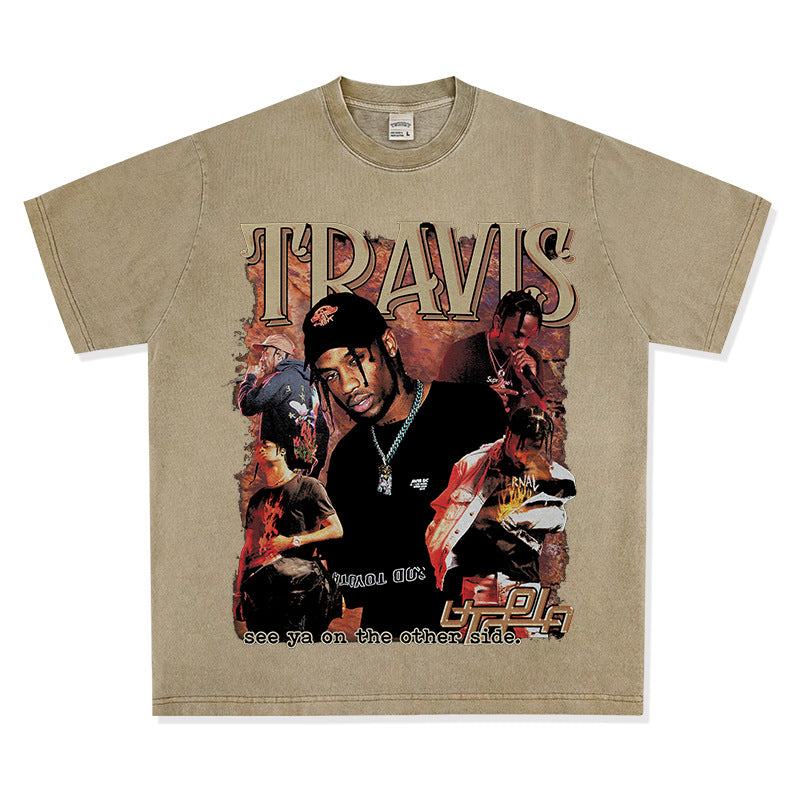 Cool t rapper vintage hip hop Travis print long sleeve short sleeve t-shirt Vintage