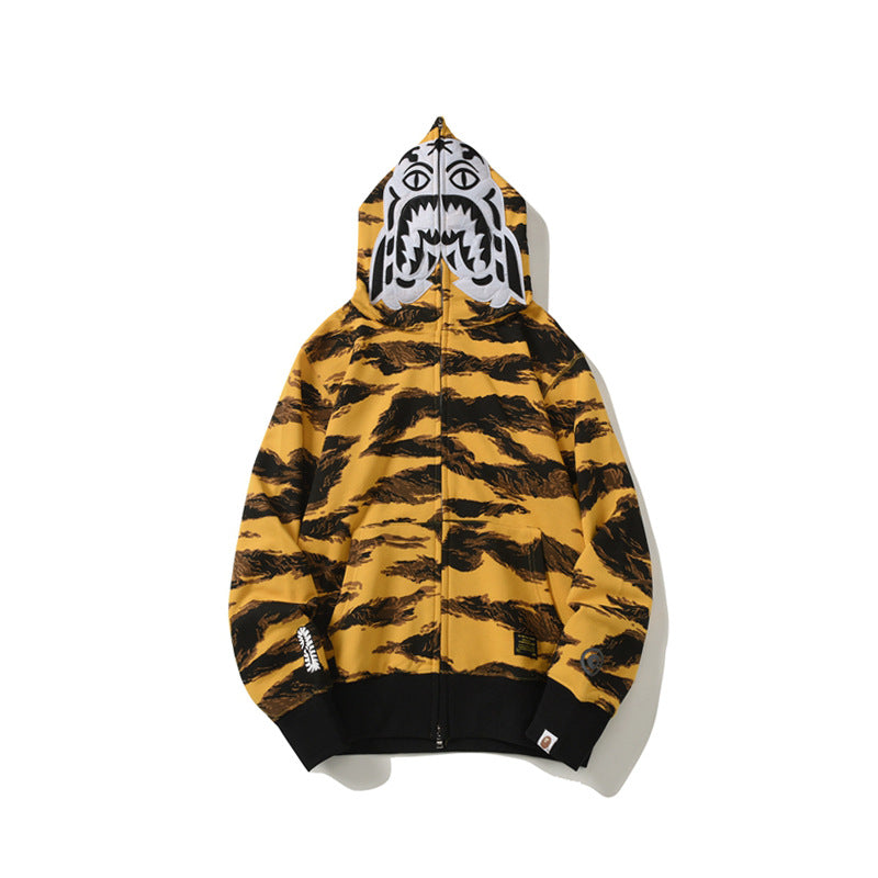 Ape Hoodie Embroidered Tiger Camo Tiger Hooded Cardigan Shark Sweater Jacket