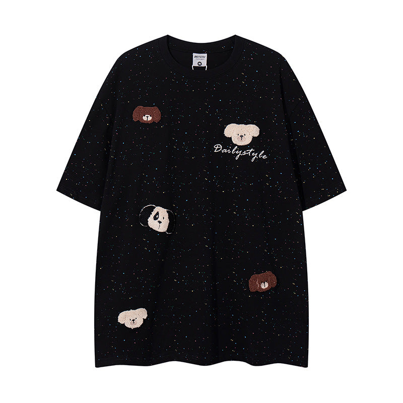 Nyc T Shirt Retro Puppy Crew Neck Short Sleeve T-Shirt Summer Oversize Casual Top