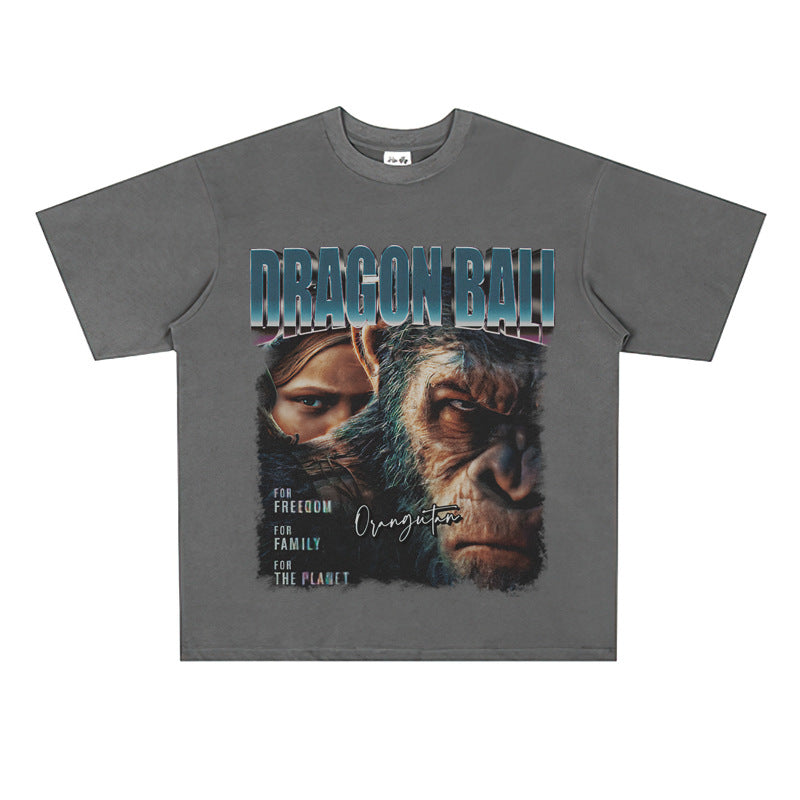 Film Star T Shirt Cotton Loose Nostalgic Short Sleeve American Retro Fashion Printed Design T-shirt for Men