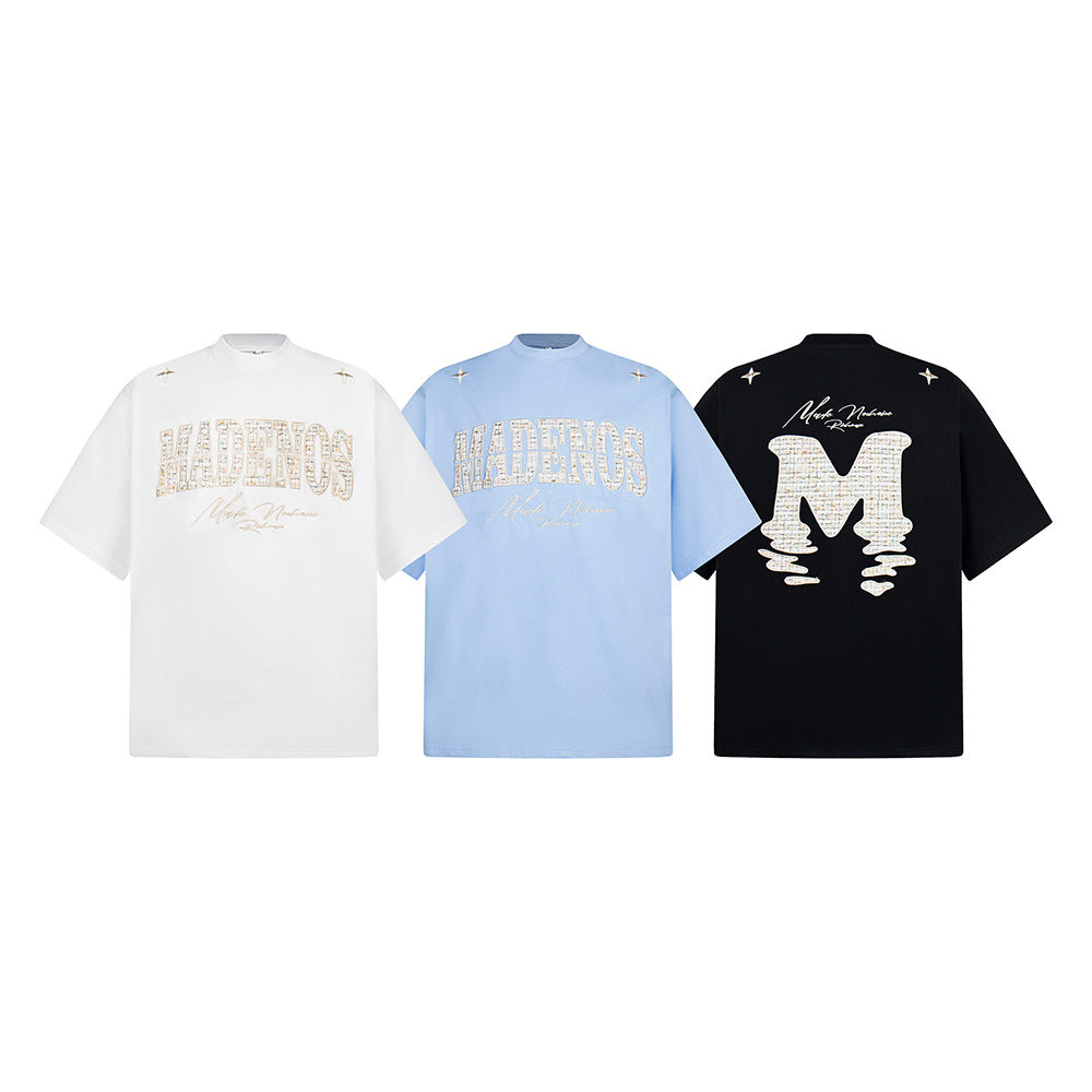 Hip Hop Clothes New York Crew Neck T-Shirt Embroidery Loose Casual