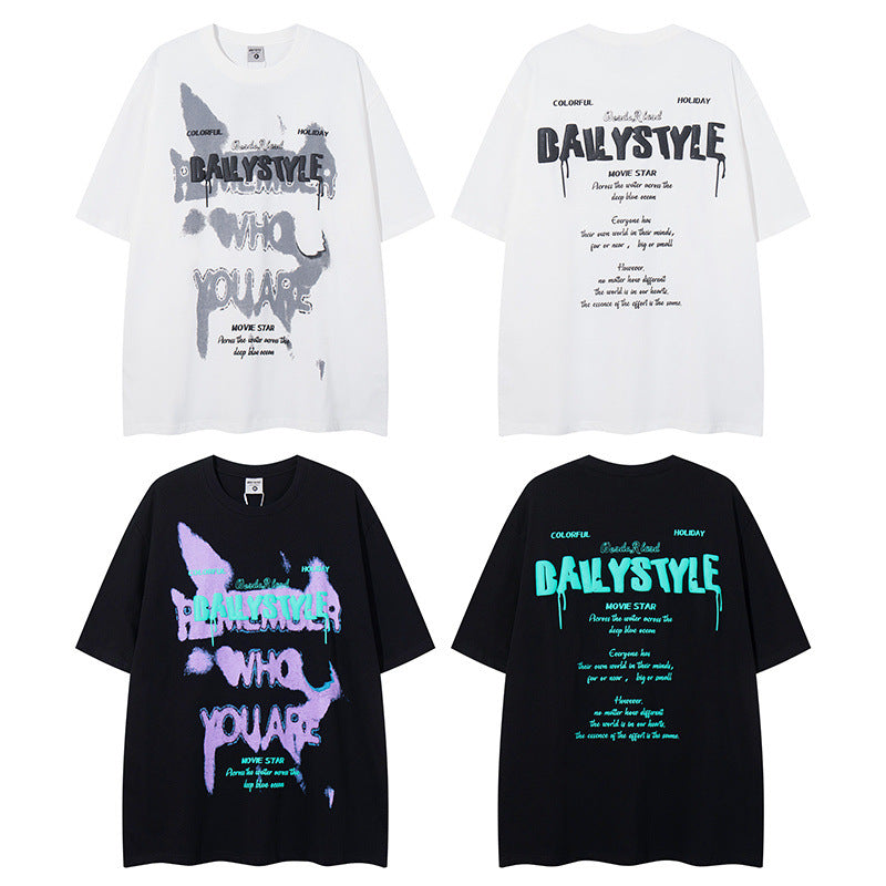 US drip outfits Summer Vintage Hip Hop Casual Loose Short Sleeve T-Shirts