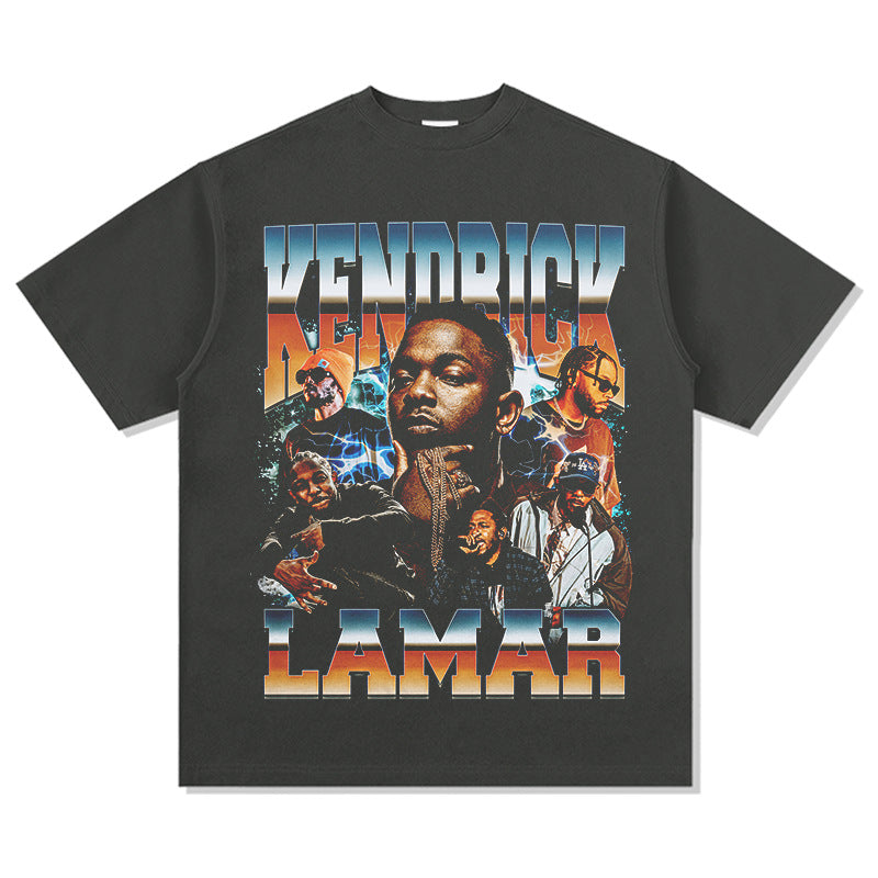 Outfit streetwear vintage hip hop kung fu kenny kendrick print short sleeve t-shirt