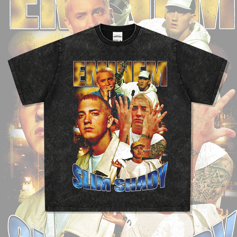 Cool t rapper vintage Eminem Eminem print hip hop short sleeve t-shirt