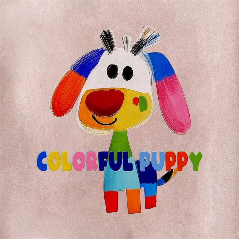 US drip outfits Summer Vintage Color Doodle Puppy Casual Loose Short Sleeve T-Shirts