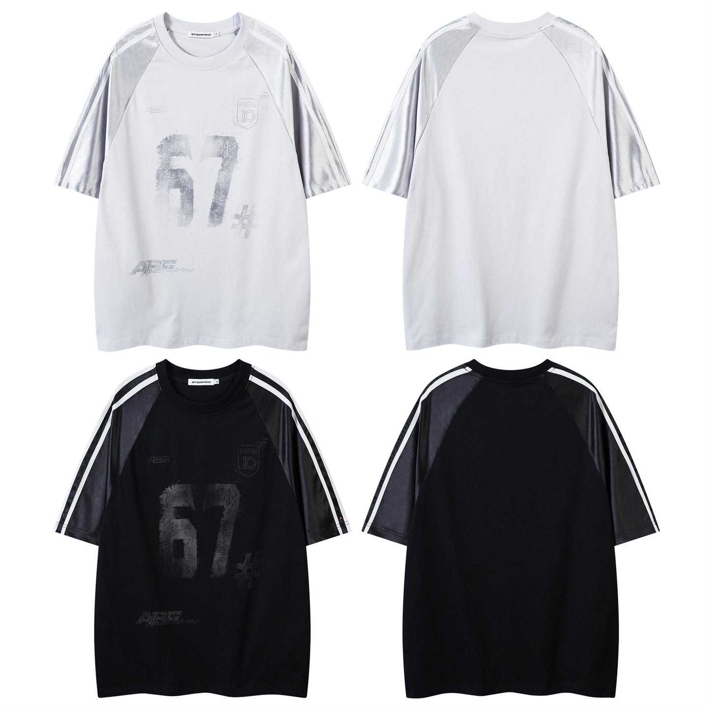 Distorted vintage digital print crew neck short-sleeved t-shirt summer loose casual top