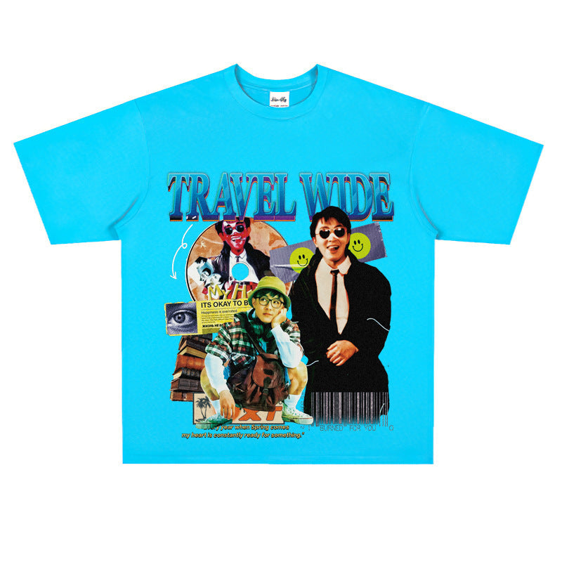 Film Star T Shirt Stephen Chow Short-Sleeved American Retro T-shirt for Men