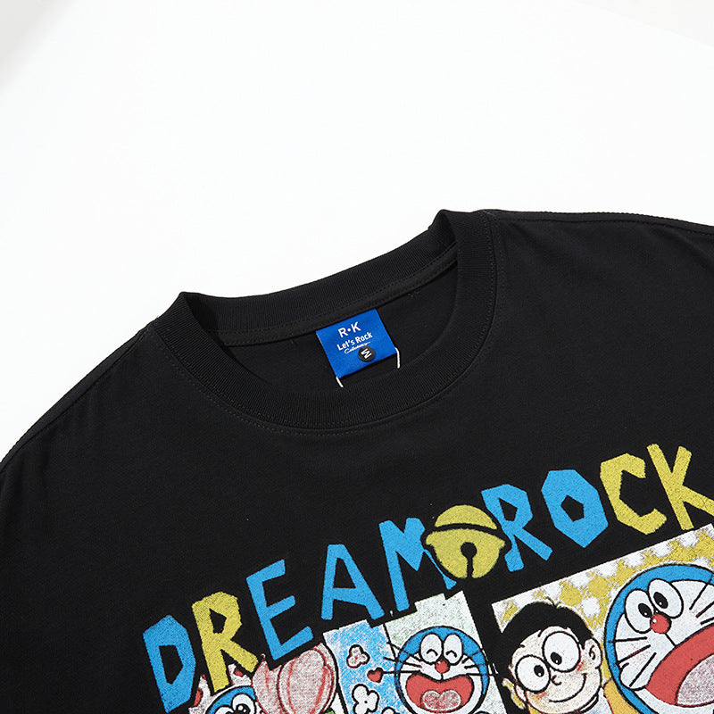 Nyc T Shirt Vintage Doraemon Printed Short Sleeve T-Shirt Summer Loose Casual Top