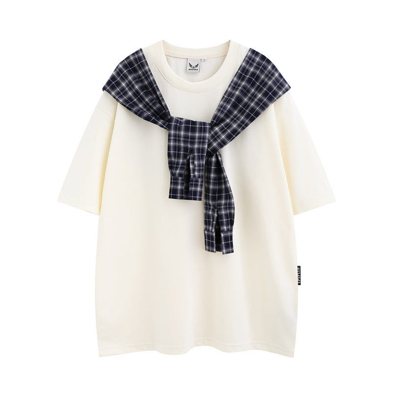 Stone Wash T shirt Retro Short Sleeve Casual Loose Top