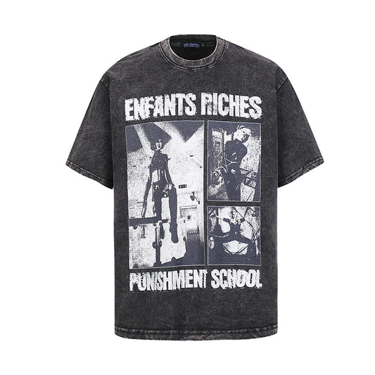 Hip hop clothing new york retro hip hop washed old t-shirt short sleeve loose