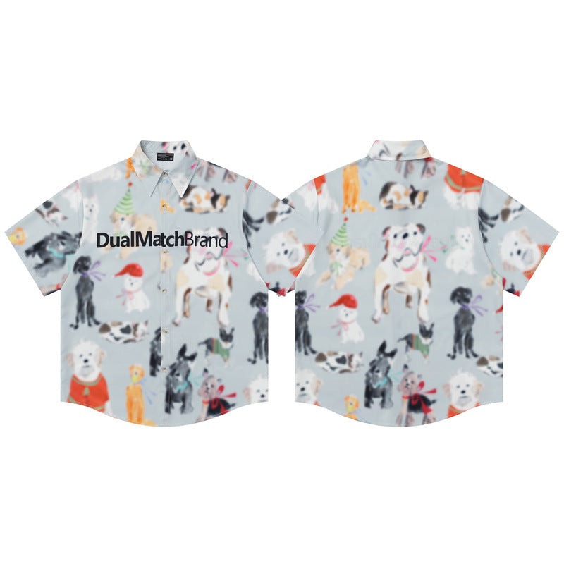 Hip Hop Shirts For Boys Animal Print Short Sleeve Shirt