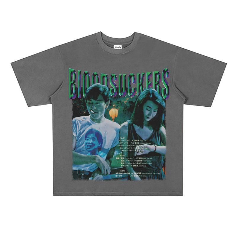 Film Star T Shirt Short Sleeve Loose Retro American T-shirt Men