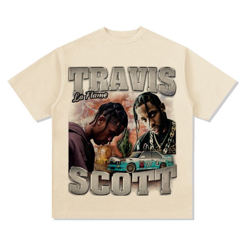 New york hip hop shop hip hop rap Travis Scott print short sleeve t-shirt