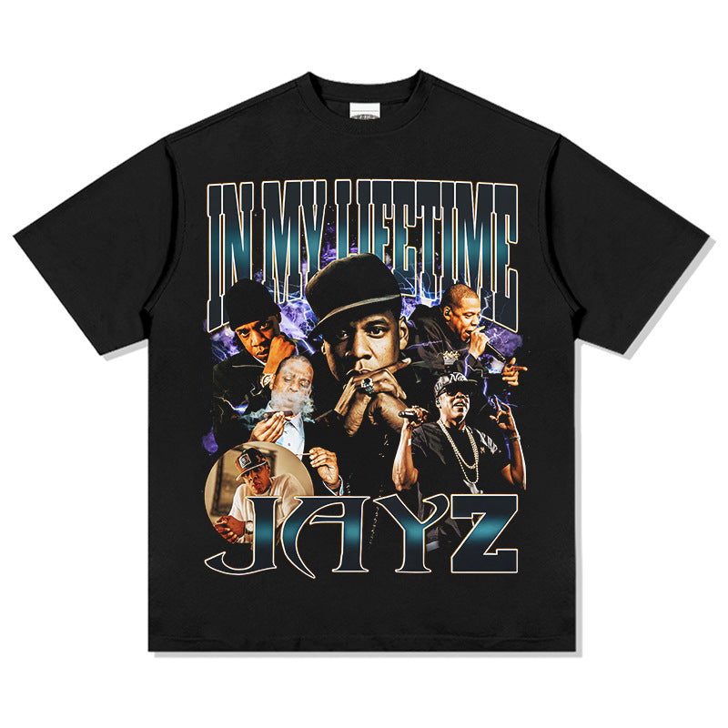 Marcas streetwear usa vintage hip hop jay-z print short sleeve t-shirt